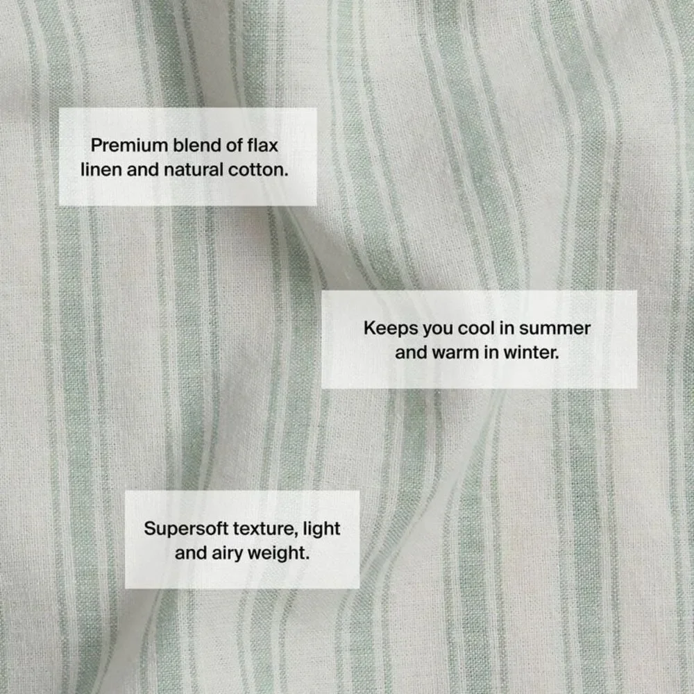 Parachute - Full/Queen Relaxed Linen Stripe Duvet Cover & Sham Jade & Parchment